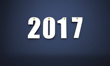 happy new year 2017 text on blue background 3D illustration