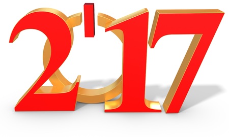 happy new year 2017 text  on white background 3D illustration