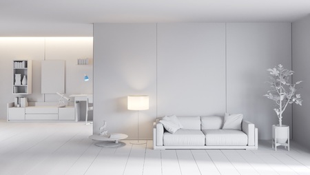 classic white interior with modern furniture 3D illustrationの写真素材