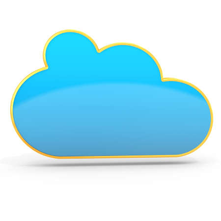 3d golden cloud computing floating on white background 3D illustrationの写真素材