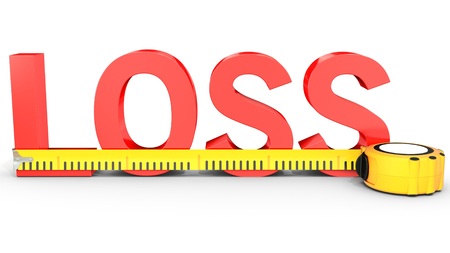 Measuring Loss word with tape measure on white background  3D illustrationの写真素材