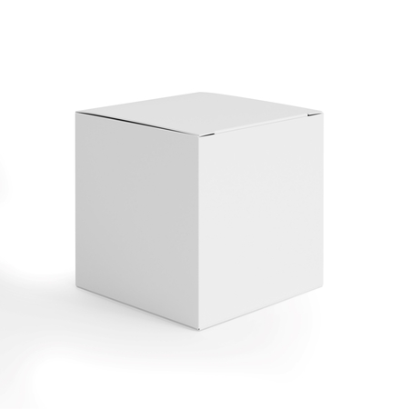 3d white blank product box on white background, 3d illustrationの写真素材