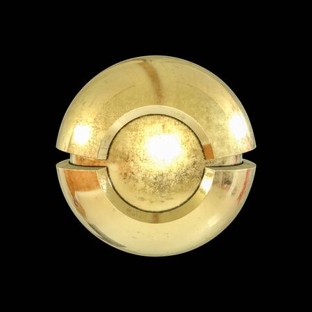 3d golden sphere in studio environment, isolated on black background 3d illustration