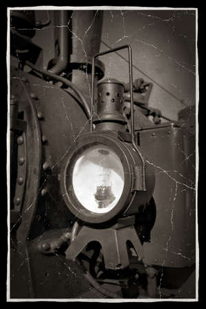 Steam locomotive detail as old photoの写真素材