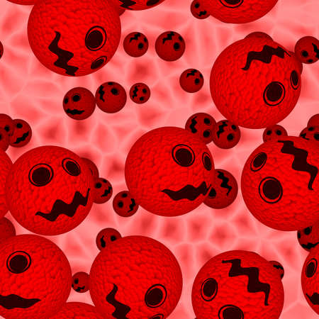 Illustration of red bad virus on light red background