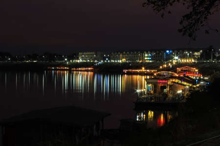 reflection riverside at night in the north of Thailandのeditorial素材
