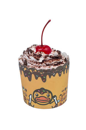 the chocolate cupcake on  isolated white backgroundの写真素材