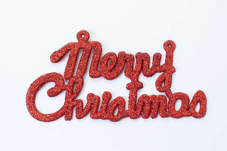 the red "merry christmas on white background"の写真素材