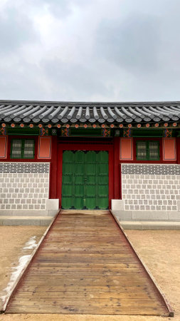 Traditional architectural style palace in Seoul South Koreaのeditorial素材