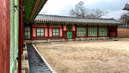 Traditional architectural style palace in Seoul South Koreaのeditorial素材