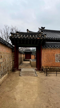 Traditional architectural style palace in Seoul South Koreaのeditorial素材
