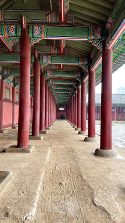 Patterns and textures of traditional buildings in Seoul, South Koreaのeditorial素材