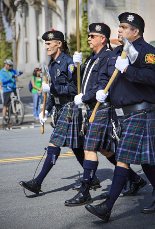 San Diego, CA, USA  March 16, 2013  Marching band at St  Patrick s Day Parade and Festival on March 16, 2013 San Diego, CA  This event has become one of the largest single-day events in San Diego のeditorial素材