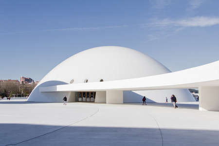 View of Niemeyer Center building, in Aviles, Spain, on December 09, 2012  The cultural center was...