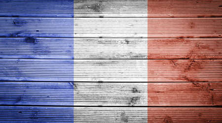 Natural wood planks texture background with the colors of the flag of Franceの写真素材
