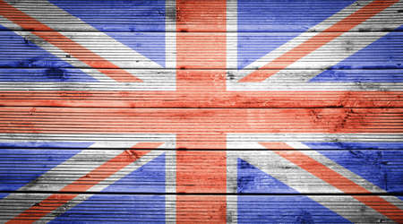 Natural wood planks texture background with the colors of the flag of Great Britainの写真素材