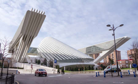 Conference and exhibition centre Ciudad de Oviedo in Asturias, Spain, on January 29, 2013. The modern center was designed by spanish architect Santiago Calatrava, and inagurated in May 2011のeditorial素材