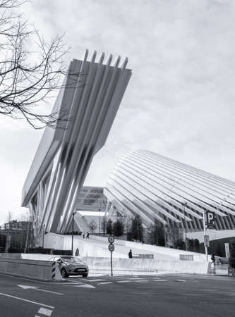 Conference and exhibition centre Ciudad de Oviedo in Asturias, Spain, on January 29, 2013. The modern center was designed by spanish architect Santiago Calatrava, and inagurated in May 2011のeditorial素材