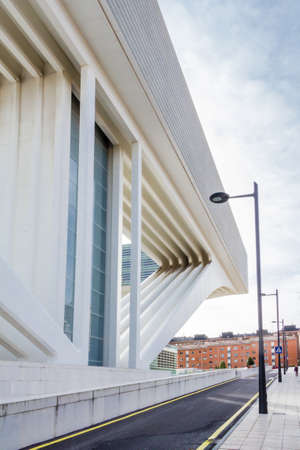 Conference and exhibition centre Ciudad de Oviedo in Asturias, Spain, on January 29, 2013. The modern center was designed by spanish architect Santiago Calatrava, and inagurated in May 2011のeditorial素材