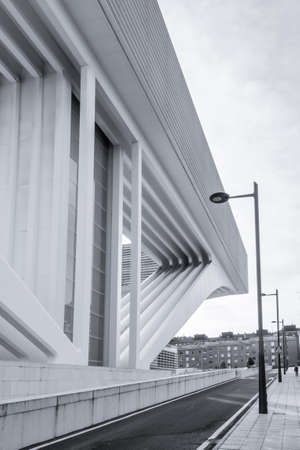 Conference and exhibition centre Ciudad de Oviedo in Asturias, Spain, on January 29, 2013. The modern center was designed by spanish architect Santiago Calatrava, and inagurated in May 2011のeditorial素材
