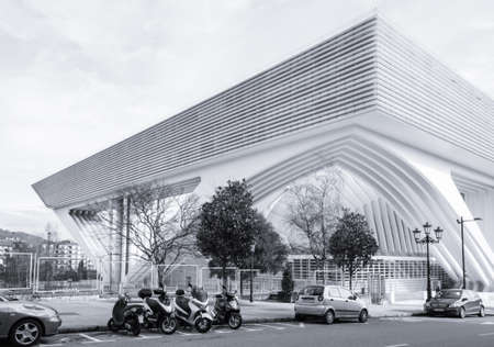 Conference and exhibition centre Ciudad de Oviedo in Asturias, Spain, on January 29, 2013. The modern center was designed by spanish architect Santiago Calatrava, and inagurated in May 2011のeditorial素材