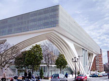 Conference and exhibition centre Ciudad de Oviedo in Asturias, Spain, on January 29, 2013. The modern center was designed by spanish architect Santiago Calatrava, and inagurated in May 2011のeditorial素材