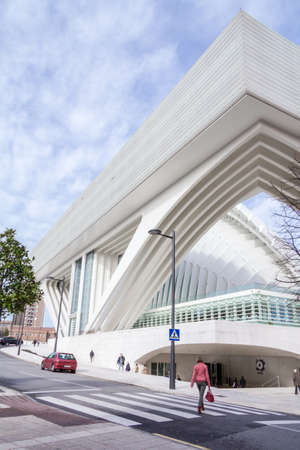 Conference and exhibition centre Ciudad de Oviedo in Asturias, Spain, on January 29, 2013  The modern center was designed by spanish architect Santiago Calatrava, and inagurated in May 2011のeditorial素材