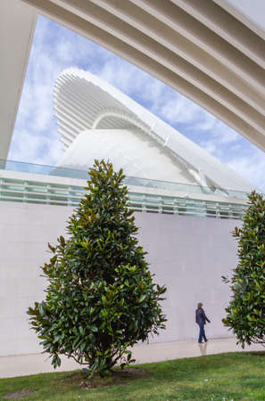 Conference and exhibition centre Ciudad de Oviedo in Asturias, Spain, on January 29, 2013  The modern center was designed by spanish architect Santiago Calatrava, and inagurated in May 2011のeditorial素材