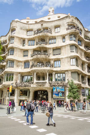 BARCELONA, SPAIN - MAY 31 View of the Casa Mila, better known as La Pedrera, designed by Antoni...