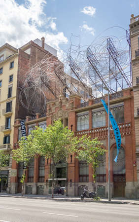 Modern facade of Antoni Tapies foundation, in Barcelona, Spainのeditorial素材