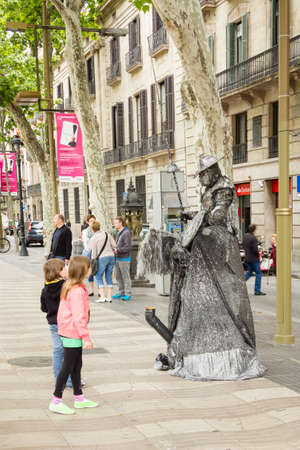 Street artist in La Rambla street of Barcelona