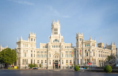 Palace of communications and Cibeles fountain square in Madrid, Spainのeditorial素材