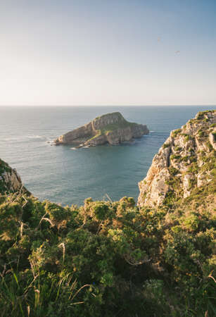 Deva island in the coast of Bayas, Asturias, Spainの写真素材