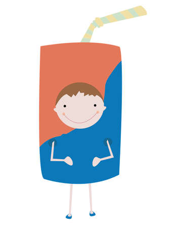 Cut cartoon boy is dressed in a suit of the sodaのイラスト素材