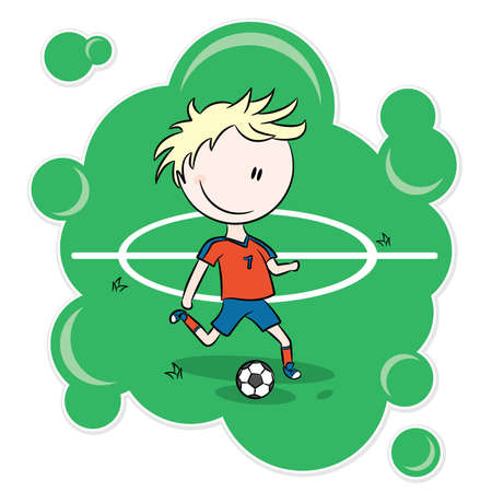 A boy getting ready to kick a soccer ballのイラスト素材