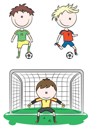 Doodle collection of cheerful soccer playersのイラスト素材