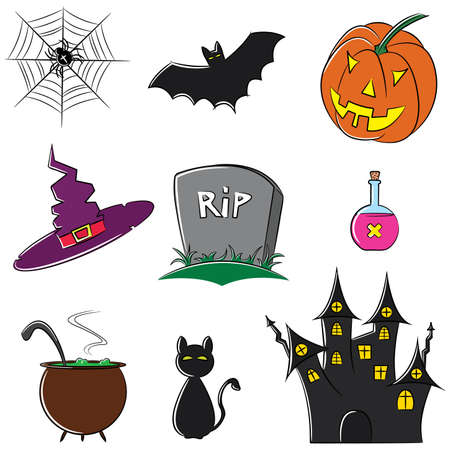 Doodle collection of halloween elementsのイラスト素材
