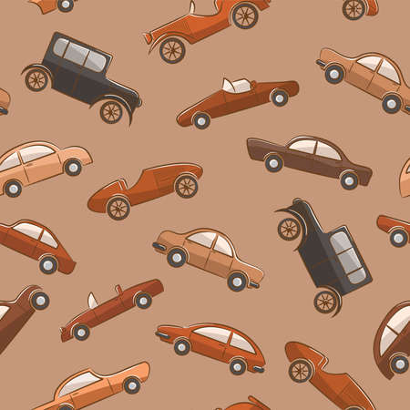  Cute color seamless patern with vintage cars のイラスト素材