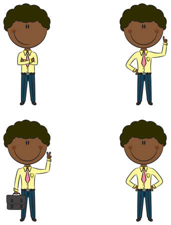 Cute and funny cartoon African-American office managersのイラスト素材