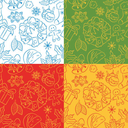 Cute doodle seamless pattern set on Christmas themeのイラスト素材