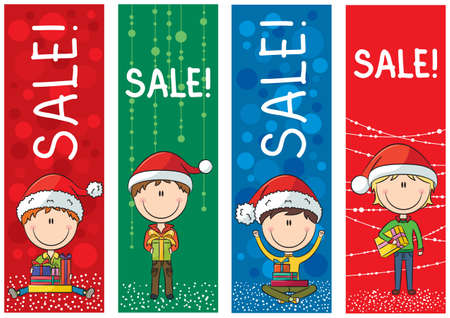 Collection of cute Christmas sale banners のイラスト素材