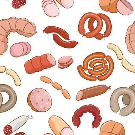 Meats Doodles Seamless Patternのイラスト素材