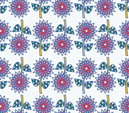 decorative sunflowers seamless pattern. Floral ornament wallpaper. Colorful doodle flower...