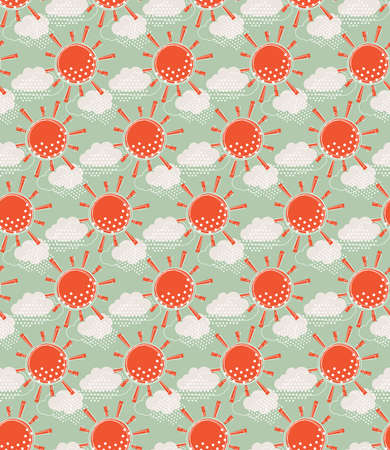 Vector seamless pattern background with weather symbols.のイラスト素材
