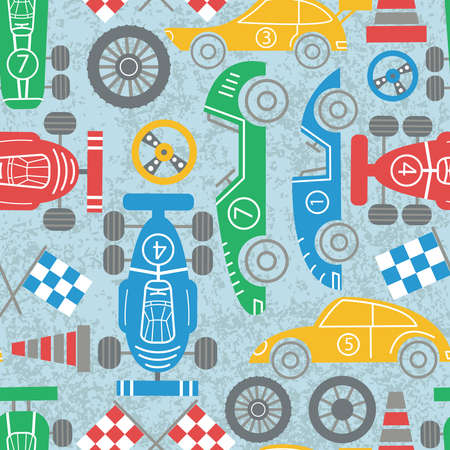 Classic sport racing cars seamless pattern background.のイラスト素材