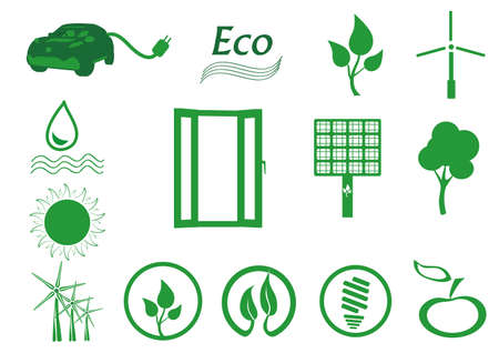 Ecology icon set  Eco-icons  のイラスト素材