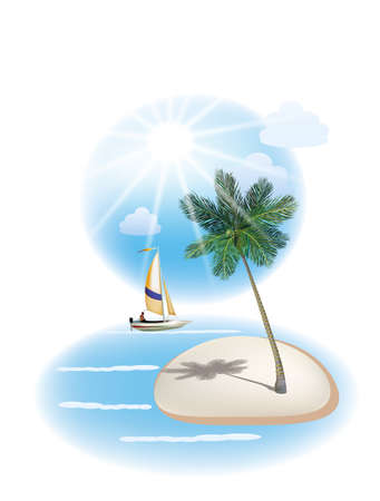 The sea, yachts, palm trees Travel   のイラスト素材