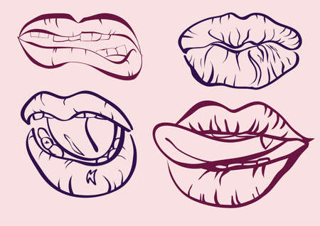 illustration mouths with lips のイラスト素材
