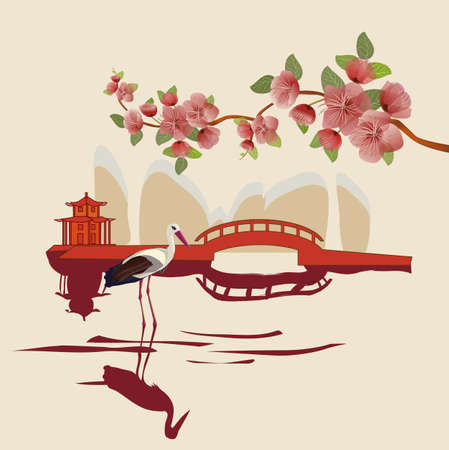 Sakura , landscape east のイラスト素材