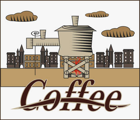 Vector banner with coffee. Cityのイラスト素材